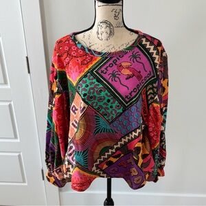 Farm Rio Amazonia Sweatshirt Oversized Sleeves Size L